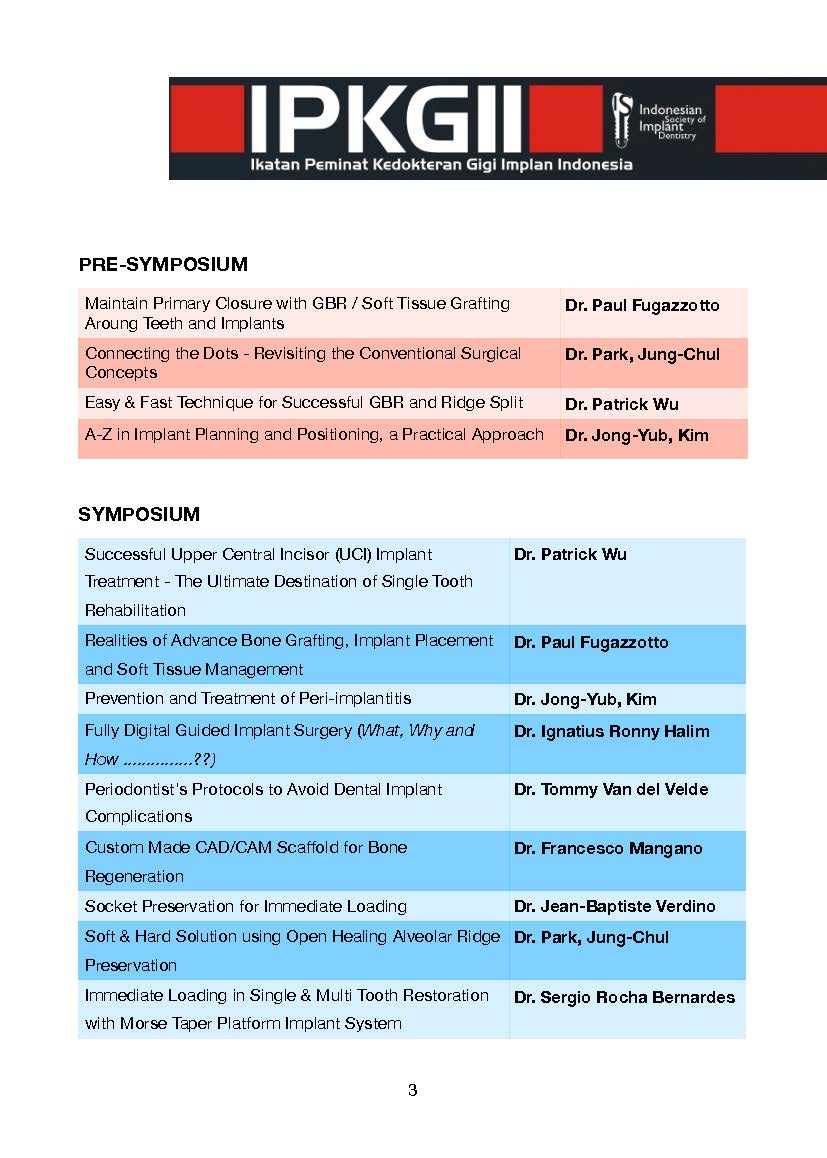 5th Indonesian Symposium of Implant Dentistry 5th Indonesian Symposium of Implant Dentistry