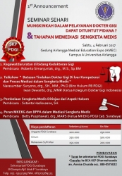 MUNGKINKAH DALAM PELAYANAN DOKTER GIGI DAPAT DITUNTUT PIDANA? & TAHAPAN MEMEDIASI SENGKETA MEDIS